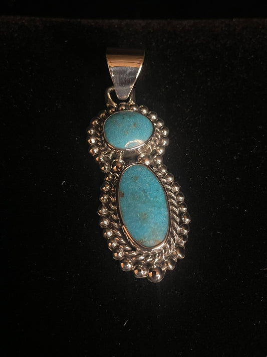 Southwestern Two-Stone Authentic Turquoise Pendant