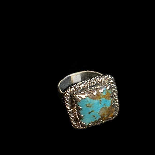 Authentic Turquoise Square Ring| Sterling Silver - Regul Silver