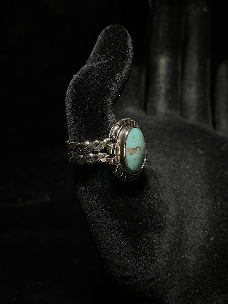 Genuine Turquoise Feathered Bezel | Sterling Ring - Regul Silver