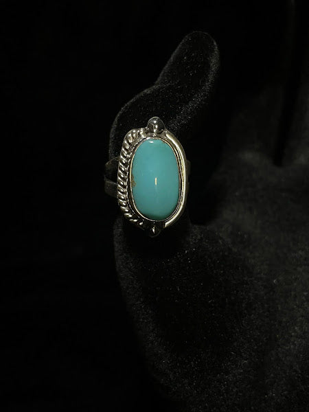 One Stone Southwest Blue Turquoise Ring | Split Design - Regul Silver