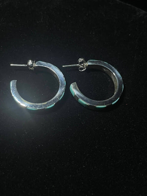 Hoop Style Earrings| Genuine Sonoran Turquoise - Regul Silver