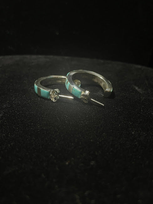 Hoop Style Earrings| Genuine Sonoran Turquoise - Regul Silver