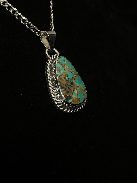 Handcrafted Sonoran Turquoise Pendant - Sterling Silver Design - Regul Silver