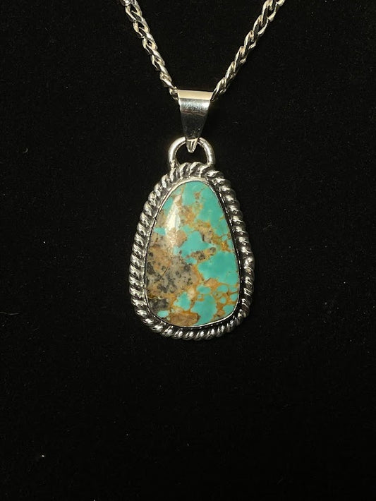 Handcrafted Sonoran Turquoise Pendant - Sterling Silver Design - Regul Silver