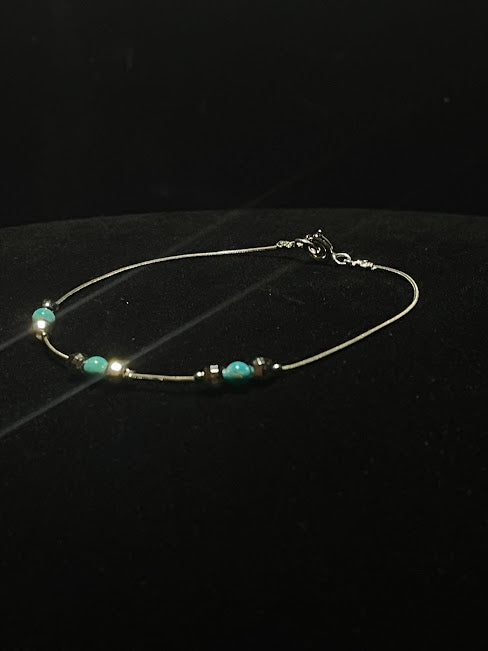 Beaded Bracelet| Real Sonoran Turquoise and Sterling Silver - Regul Silver