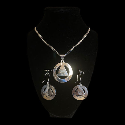 Exquisite Sonoran Turquoise Tipi Necklace and Earrings Set - Real - Regul Silver