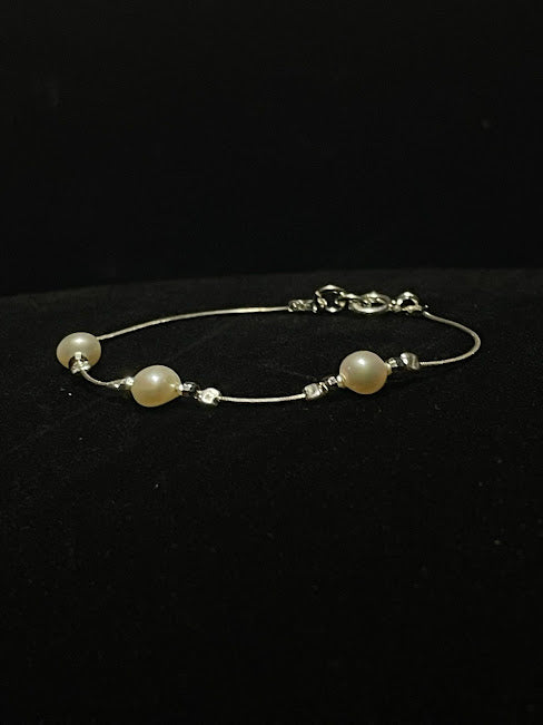 Charming  Baroque Pearl Sterling Silver Bracelet - Regul Silver