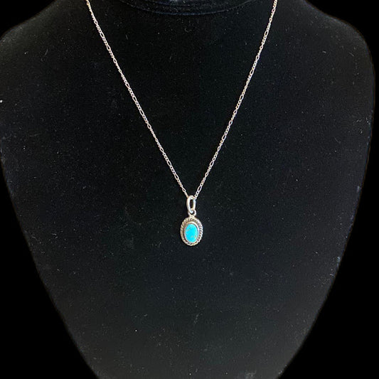 Handcrafted Small Natural Turquoise Pendant on Light Sterling Silver - Regul Silver