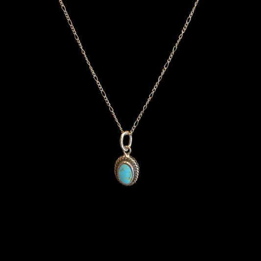 Handcrafted Small Natural Turquoise Pendant on Light Sterling Silver - Regul Silver