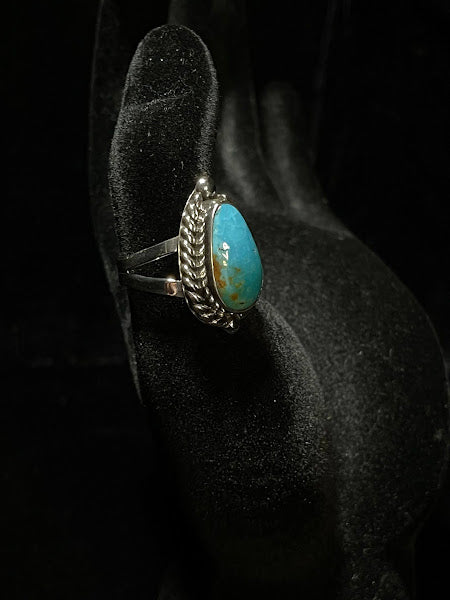 One Stone Southwest Blue Turquoise Ring | Split Design - Regul Silver