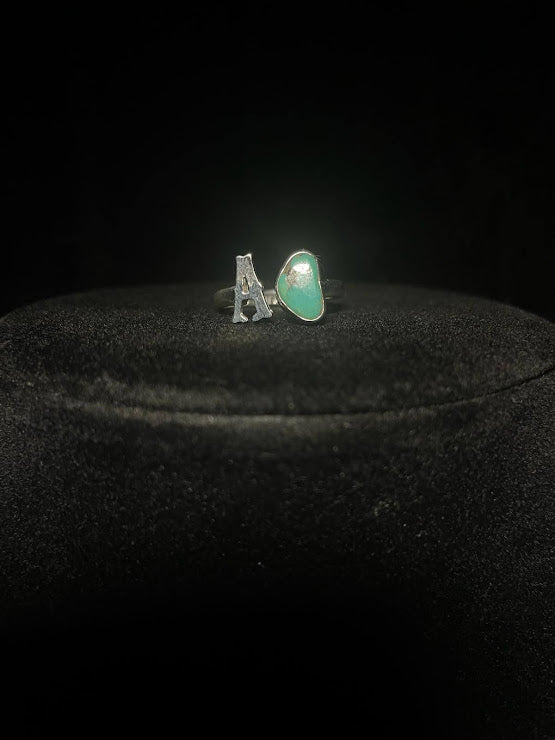 Handcrafted Real Turquoise Jewelry | Sterling Silver Initial Rings - Regul Silver