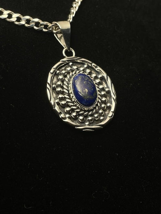 Lapis Lazuli Gemstone with Unique Western Sterling Silver Design - Regul Silver