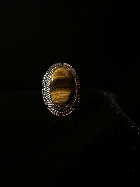 Sterling Silver & Oval Tiger's Eye| Southwestern Gemstone Rings - Regul Silver