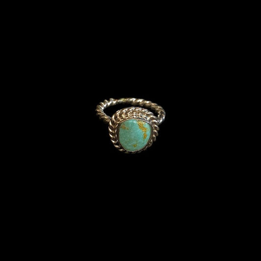 Mini Turquoise Sterling Silver Ring| Rope Band - Regul Silver