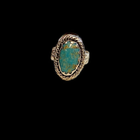 Woman’s Authentic Sterling Silver Single Stone Sonoran Turquoise Ring - Regul Silver