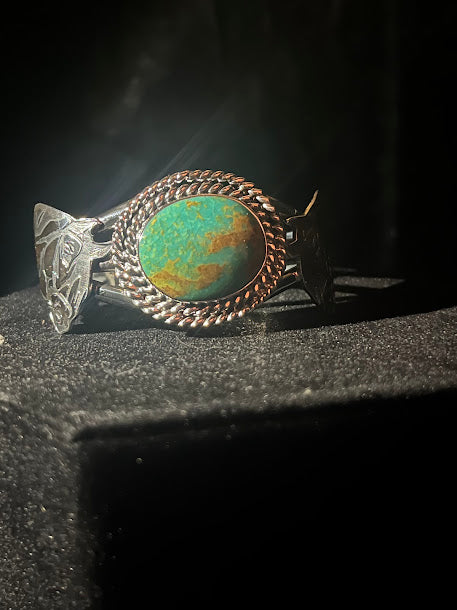 Western Style Turquoise Cuffs With Horse - Regul Silver