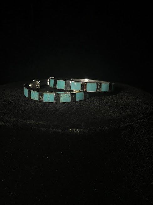 Authentic Genuine Turquoise Jewelry | Hoop Earrings - Regul Silver