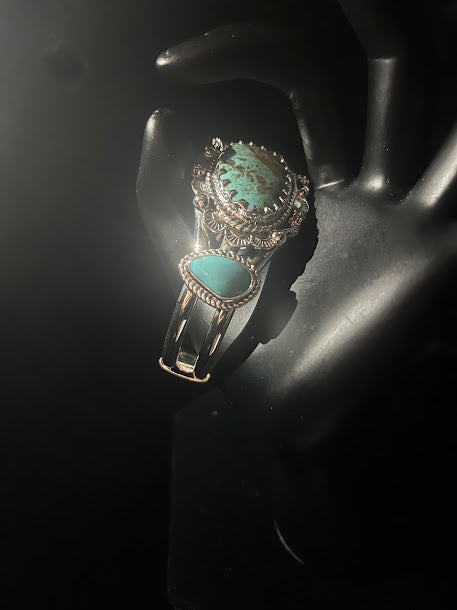 Multi Stone Genuine Turquoise Cuff |  Western Heritage - Regul Silver