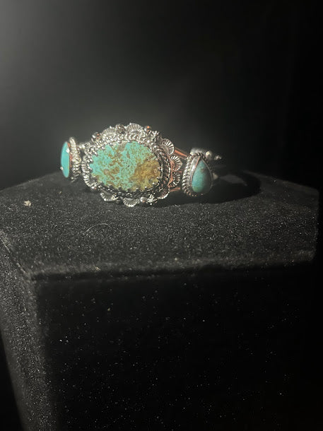 Multi Stone Genuine Turquoise Cuff |  Western Heritage - Regul Silver