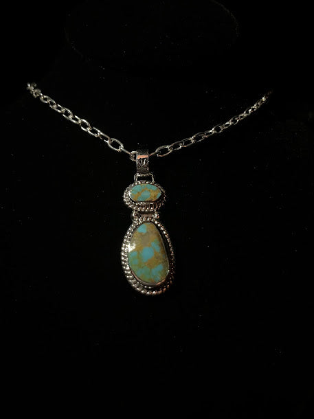 Southwestern Two-Stone Turquoise Necklaces - Regul Silver