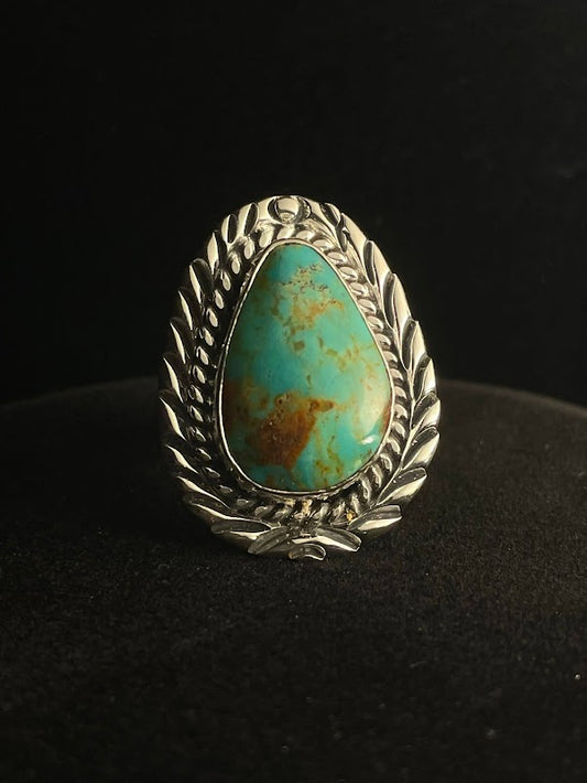 Southwestern Turquoise Rings| Rope and Feathered - Regul Silver