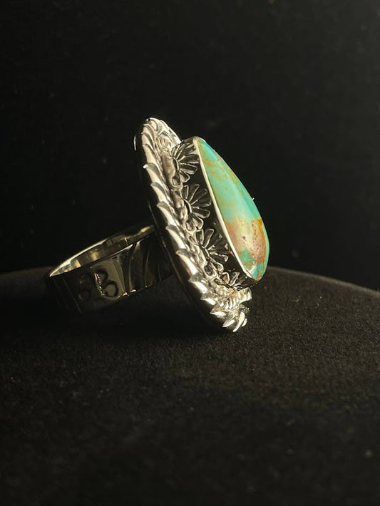 Southwestern Turquoise Rings| Rope and Feathered - Regul Silver