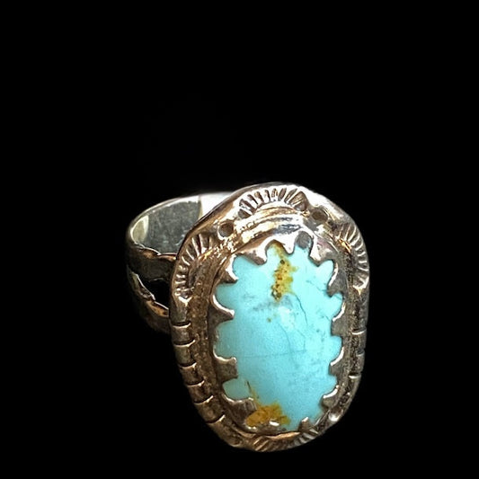 Sterling Silver Sonoran Turquoise Single Stone Western Style Ring - Regul Silver