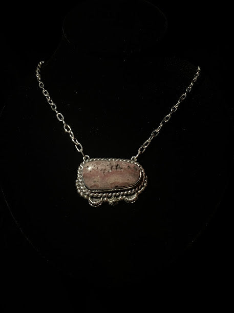 Rhodochrosite Gemstone Necklace | Western Sterling Silver Jewelry - Regul Silver