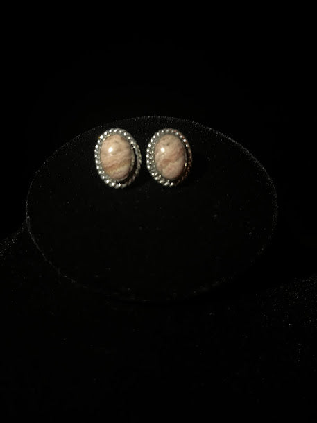 Rhodochrosite Gemstone Stud Earrings: Western Beauty Unleashed - Regul Silver