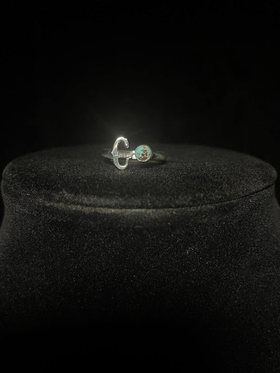 Handcrafted Real Turquoise Jewelry | Sterling Silver Initial Rings - Regul Silver