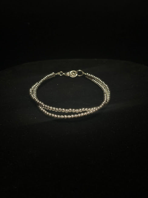 Everyday Sterling Sterling Silver Double Bead Bracelet - Regul Silver