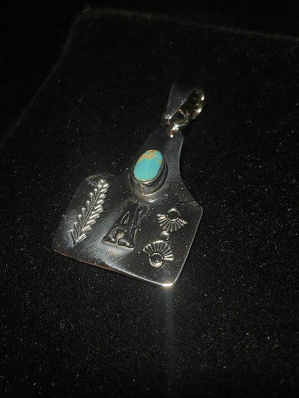 Sterling Silver Real Turquoise Pendant| Initial Jewelry - Regul Silver