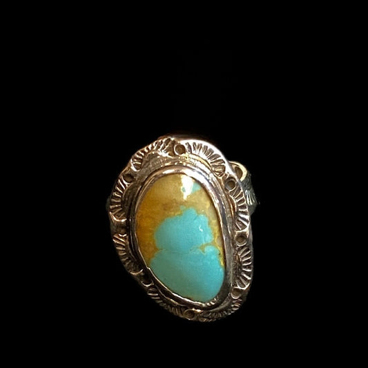 Real Turquoise Irregular Stone Sterling Silver Ring - Regul Silver