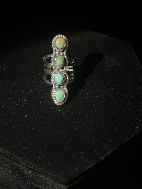 Western Rodeo-Style Stacked Turquoise Rings - Regul Silver