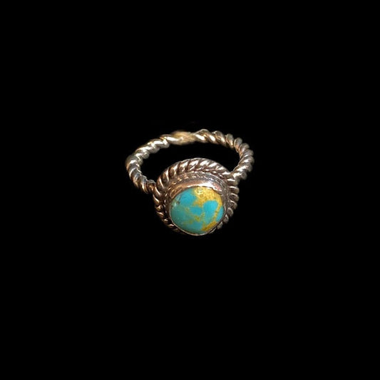 Turquoise Ring Rope Design Sterling Silver Ring - Regul Silver