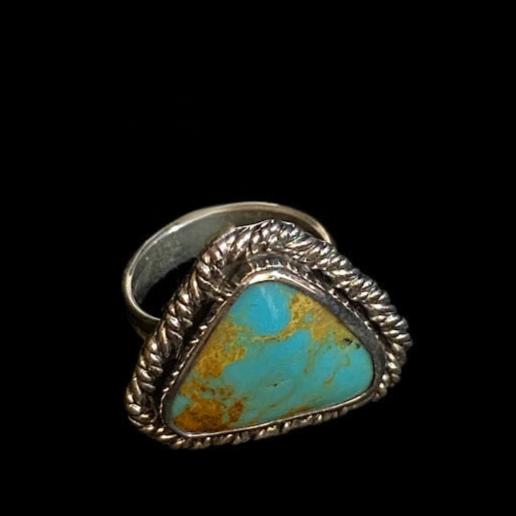 Genuine Turquoise Sterling Silver Woman's Ring - Regul Silver