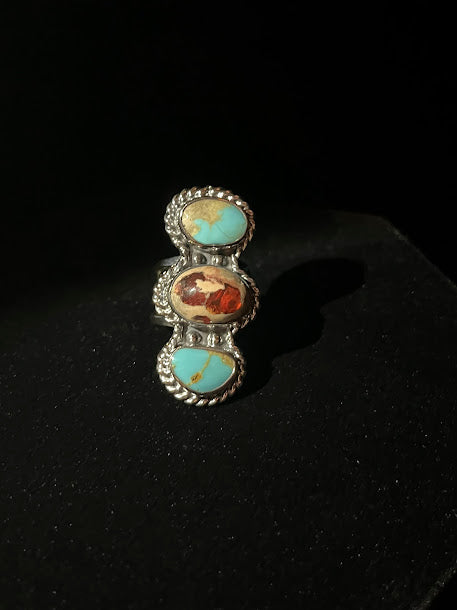 Stacked Sterling Silver Gemstone Rings| Fire Opal & Turquoise - Regul Silver