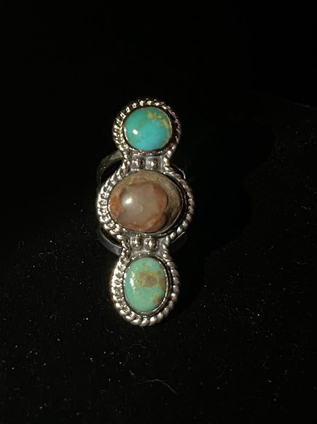 Stacked Sterling Silver Gemstone Rings| Fire Opal & Turquoise - Regul Silver