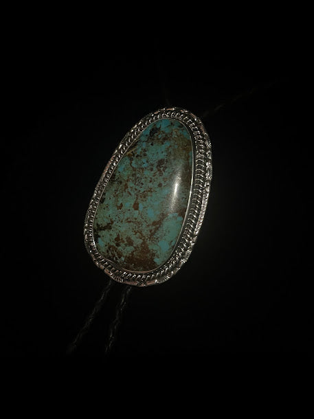 Bolo Tie | Genuine Turquoise & Leather - Regul Silver