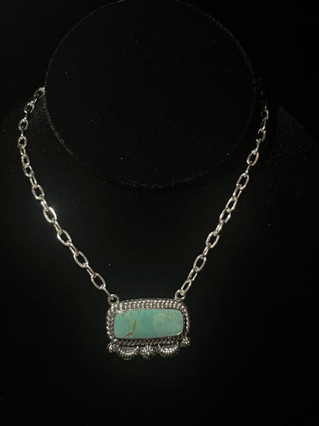 Handmade Sterling Silver| Authentic Turquoise Bar Necklaces - Regul Silver