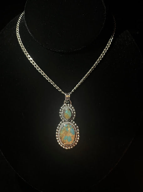 True Western Elegance | Two-Stone Turquoise Pendant - Regul Silver