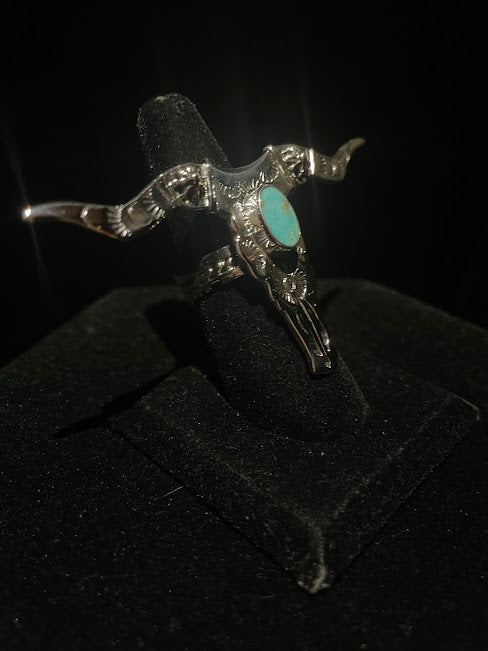 One-of-a-kind Longhorn Turquoise Ring Set in Sterling Silver | Artisan - Regul Silver