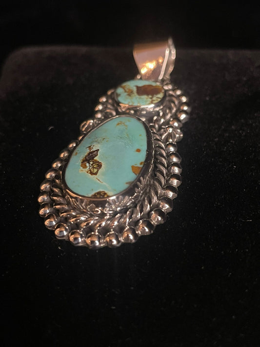 Southwestern Two-Stone Authentic Turquoise Pendant