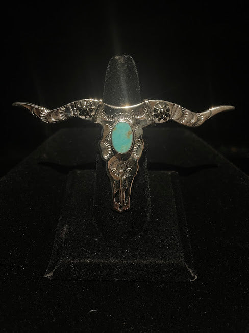 One-of-a-kind Longhorn Turquoise Ring Set in Sterling Silver | Artisan - Regul Silver