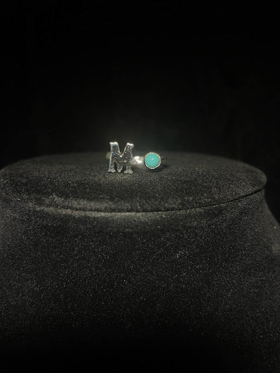 Handcrafted Real Turquoise Jewelry | Sterling Silver Initial Rings - Regul Silver