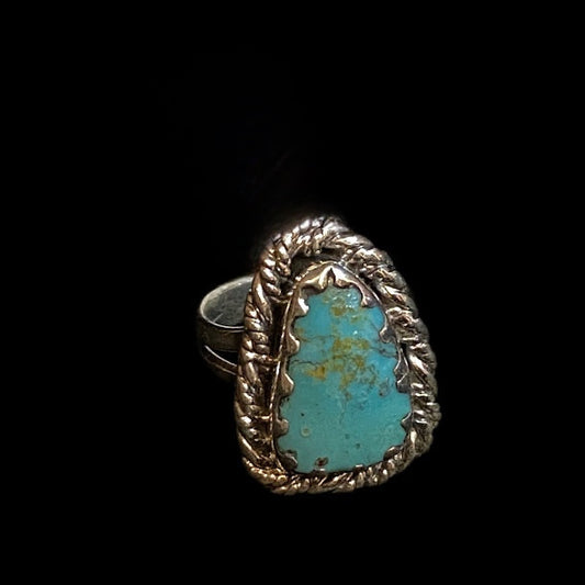 Handcrafted Western Sterling Silver Sonoran Turquoise Ring | Real Turquoise - Regul Silver