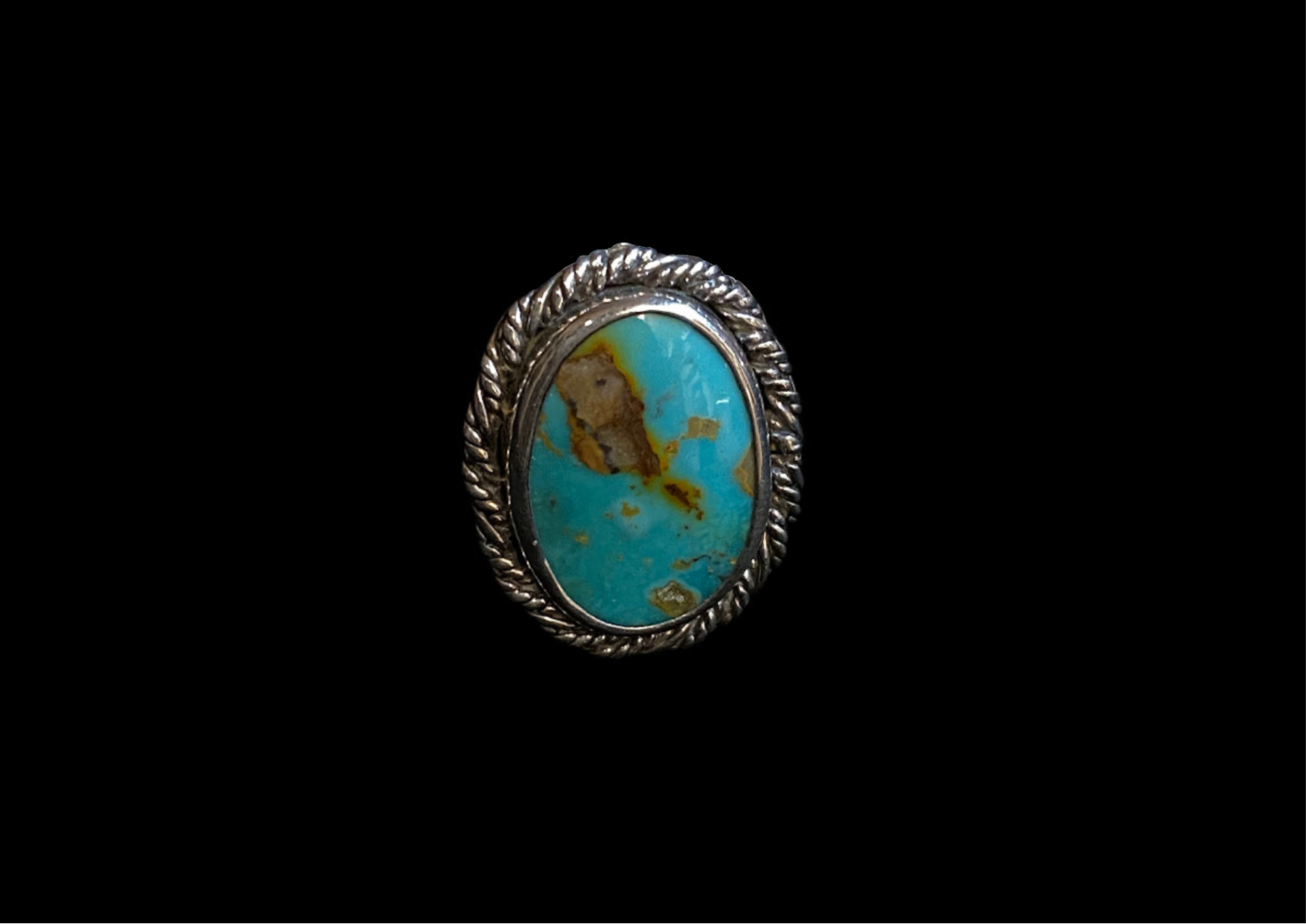 Handcrafted Real Turquoise Ring in Western Style Sterling Silver