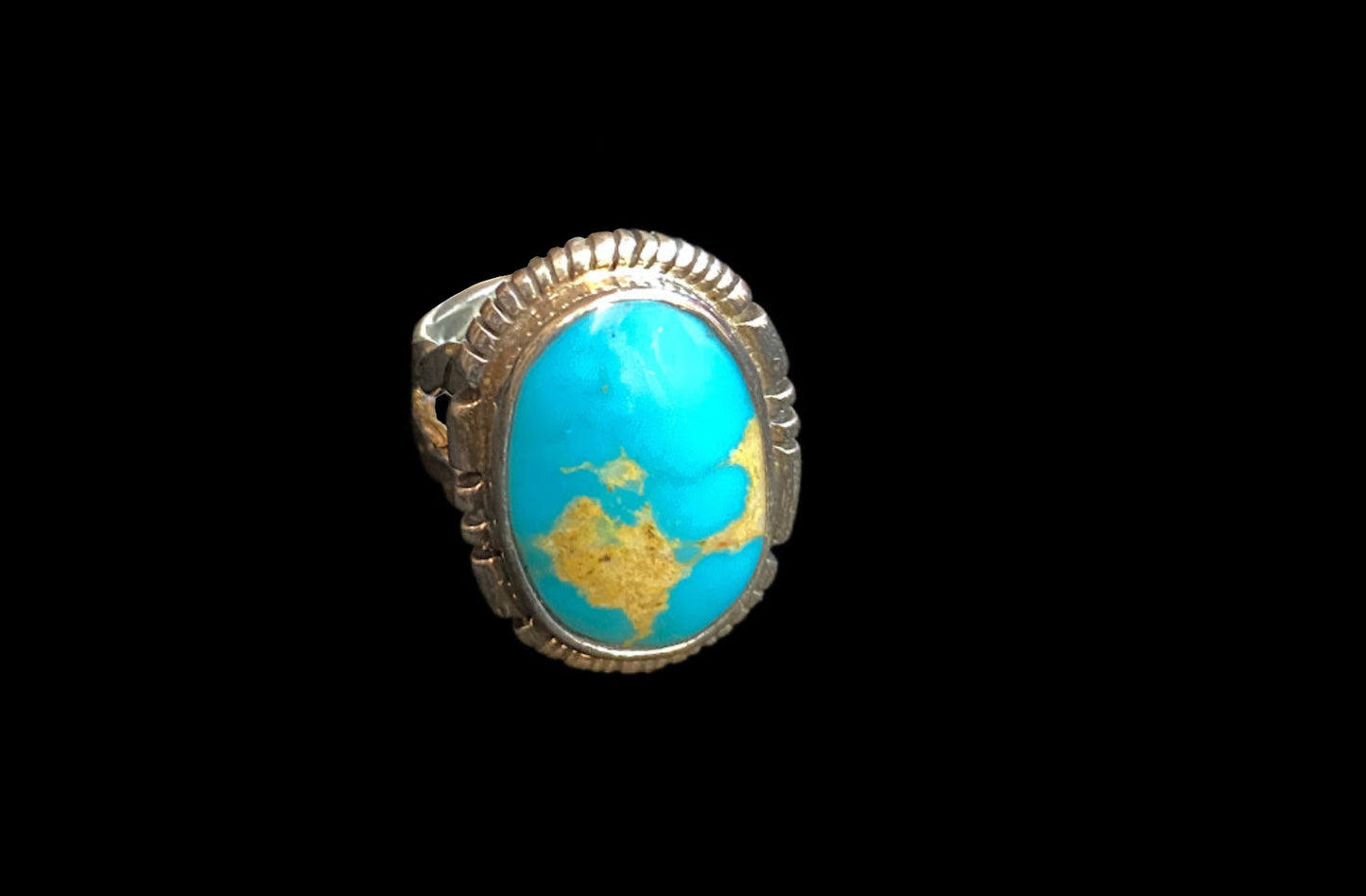 Real Sonoran Turquoise Single Stone Sterling Silver Ring - Regul Silver