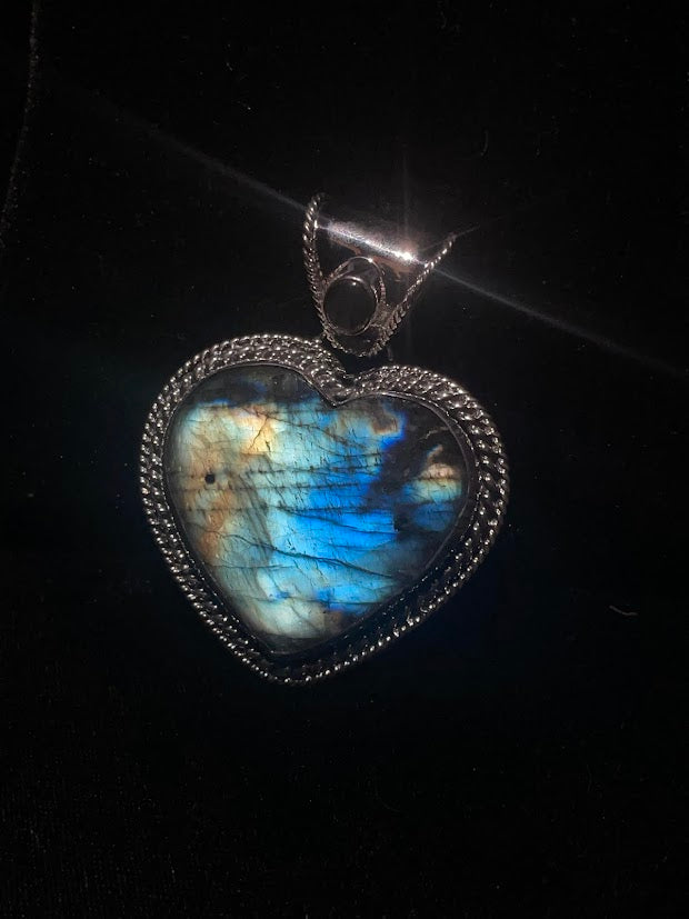 Labaradite Heart| Genuine Gemstone Pendant Necklaces