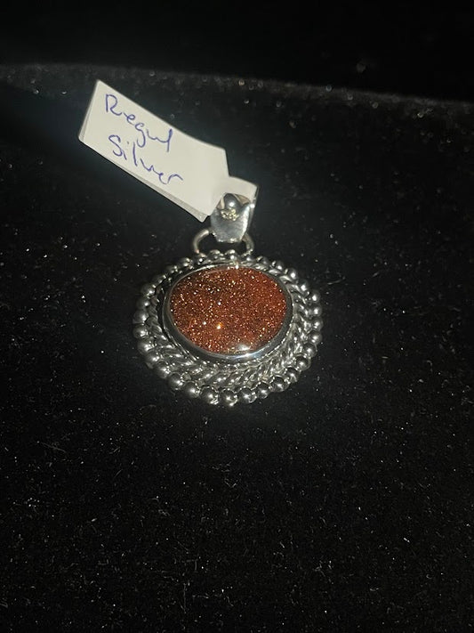 Sparkling Goldstone Pendant|Handcrafted Western Silver Jewelry - Regul Silver